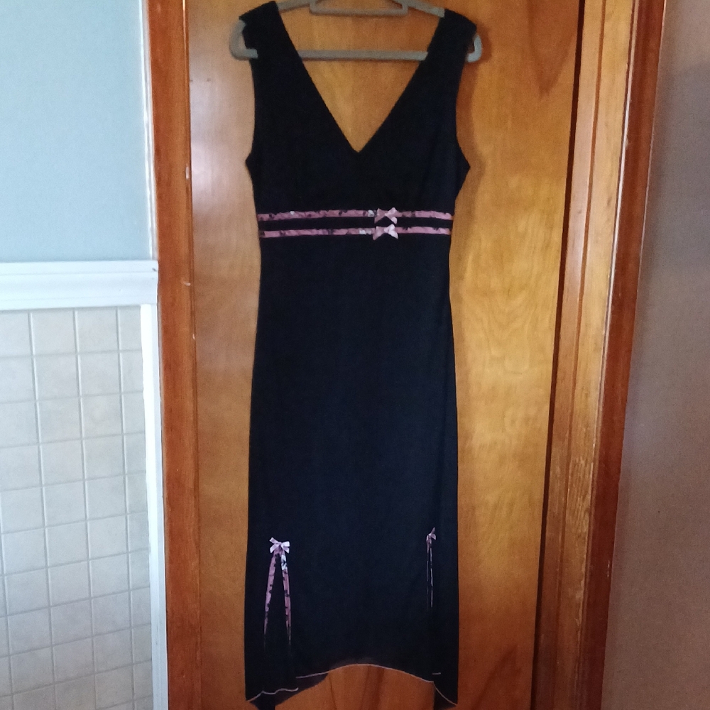 Black Dress with Pink Accents